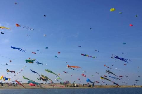 Erster Tag der Büsumer Drachenflugtage in der Familienlagune