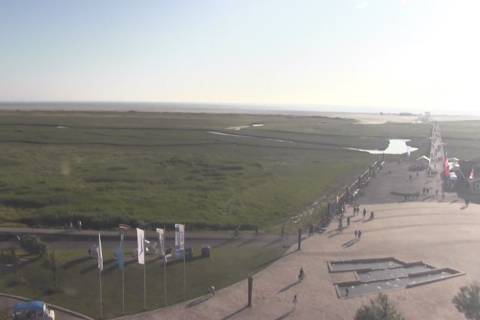 Webcam Sankt Peter-Ording Erlebnispromenade mit Blick auf Vorland und Dünen