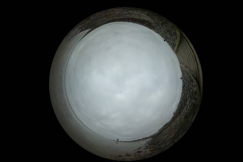 360 Grad Ansicht des Wattenmeeres in Form einer Weltkugel vor Büsum